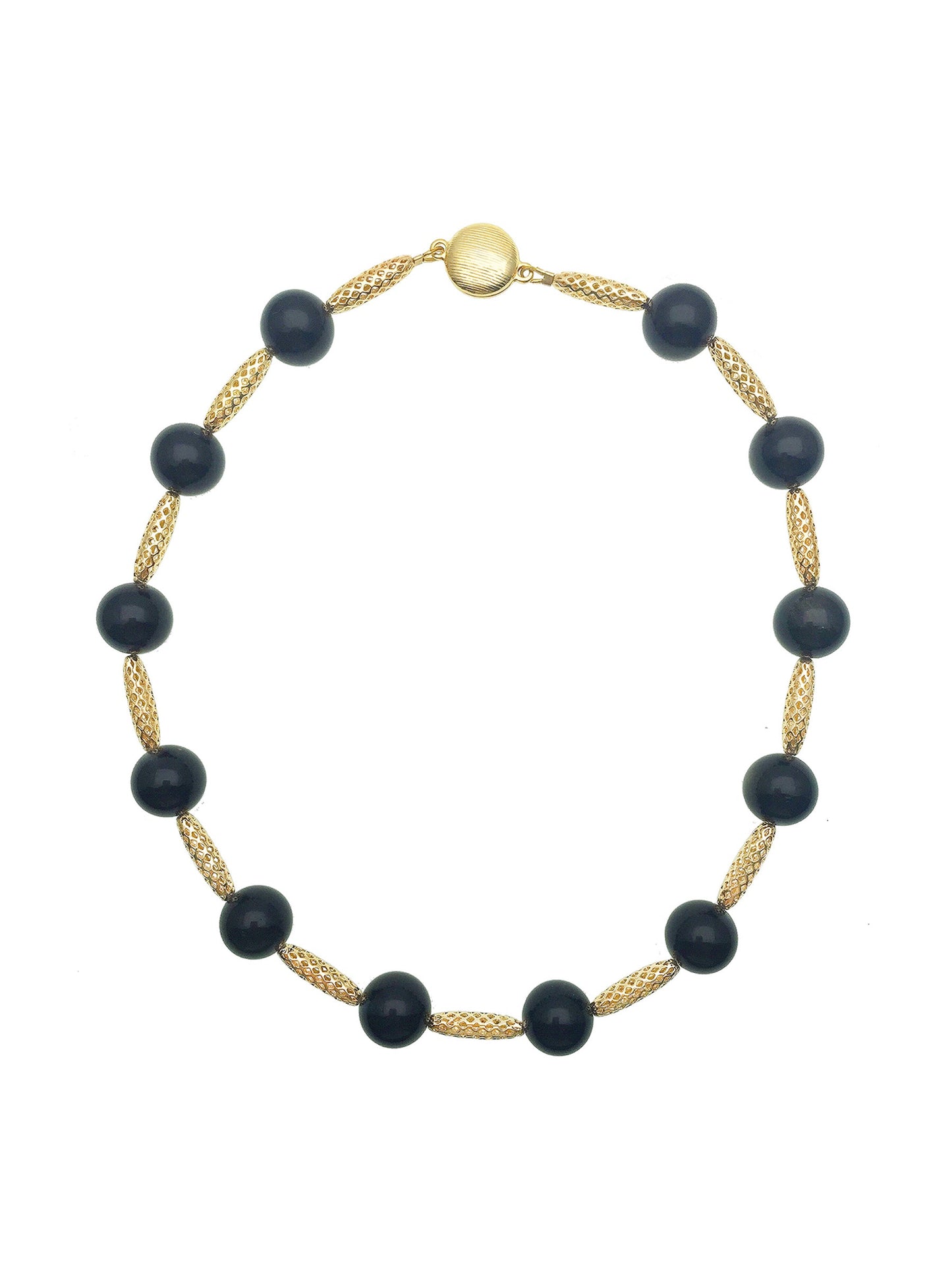 Round Black Obsidian Choker Necklace CN049 - FARRA