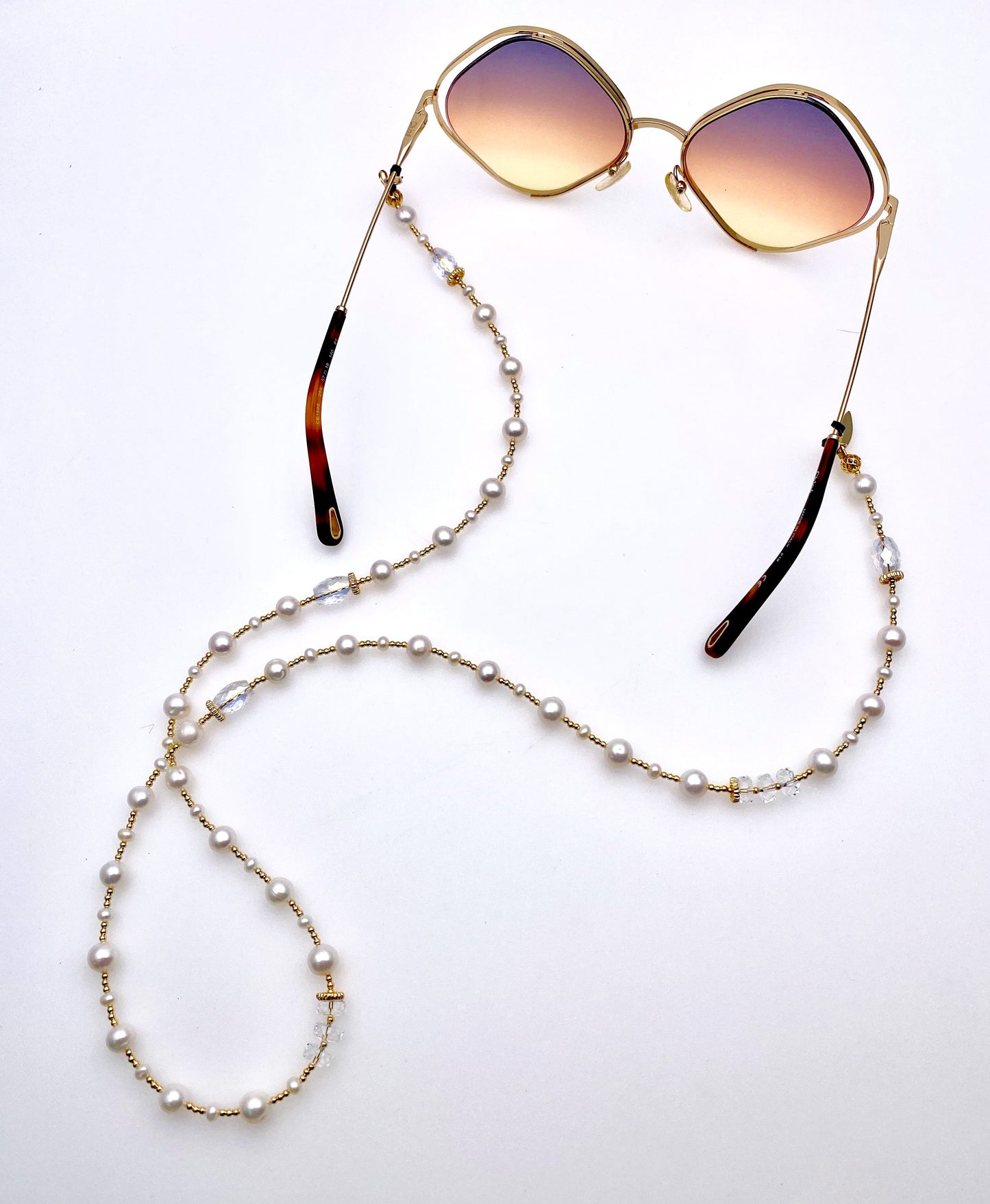 Removable Freshwater Pearls & Crystals Glasses Chain Jewelry Accessories EC007 - FARRA