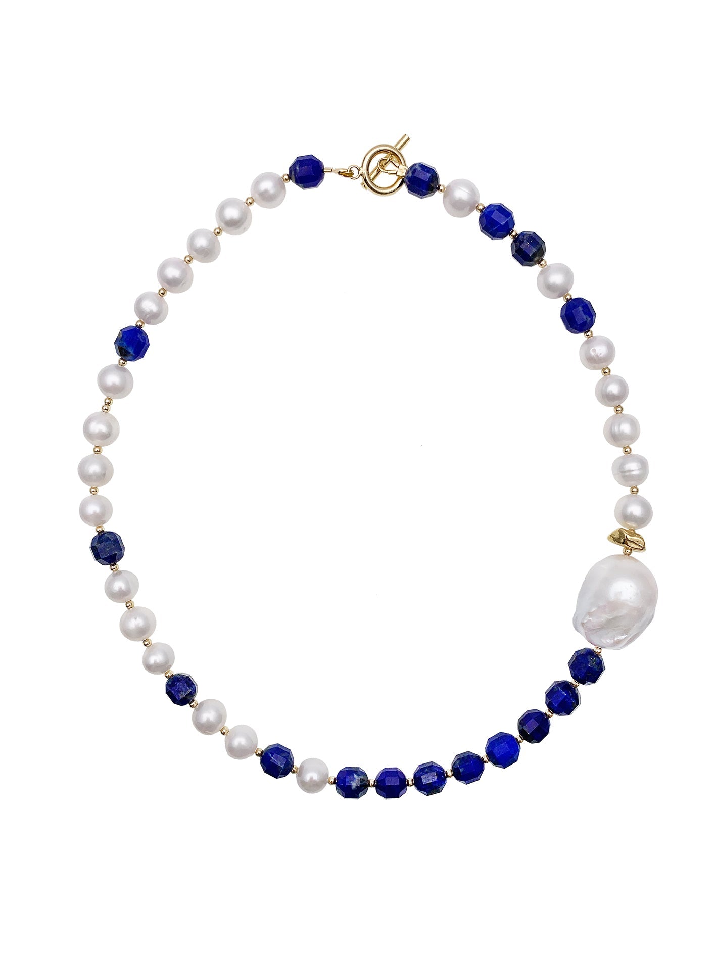 Freshwater Pearls & Lapis Lazuli Choker Necklace EN018 - FARRA