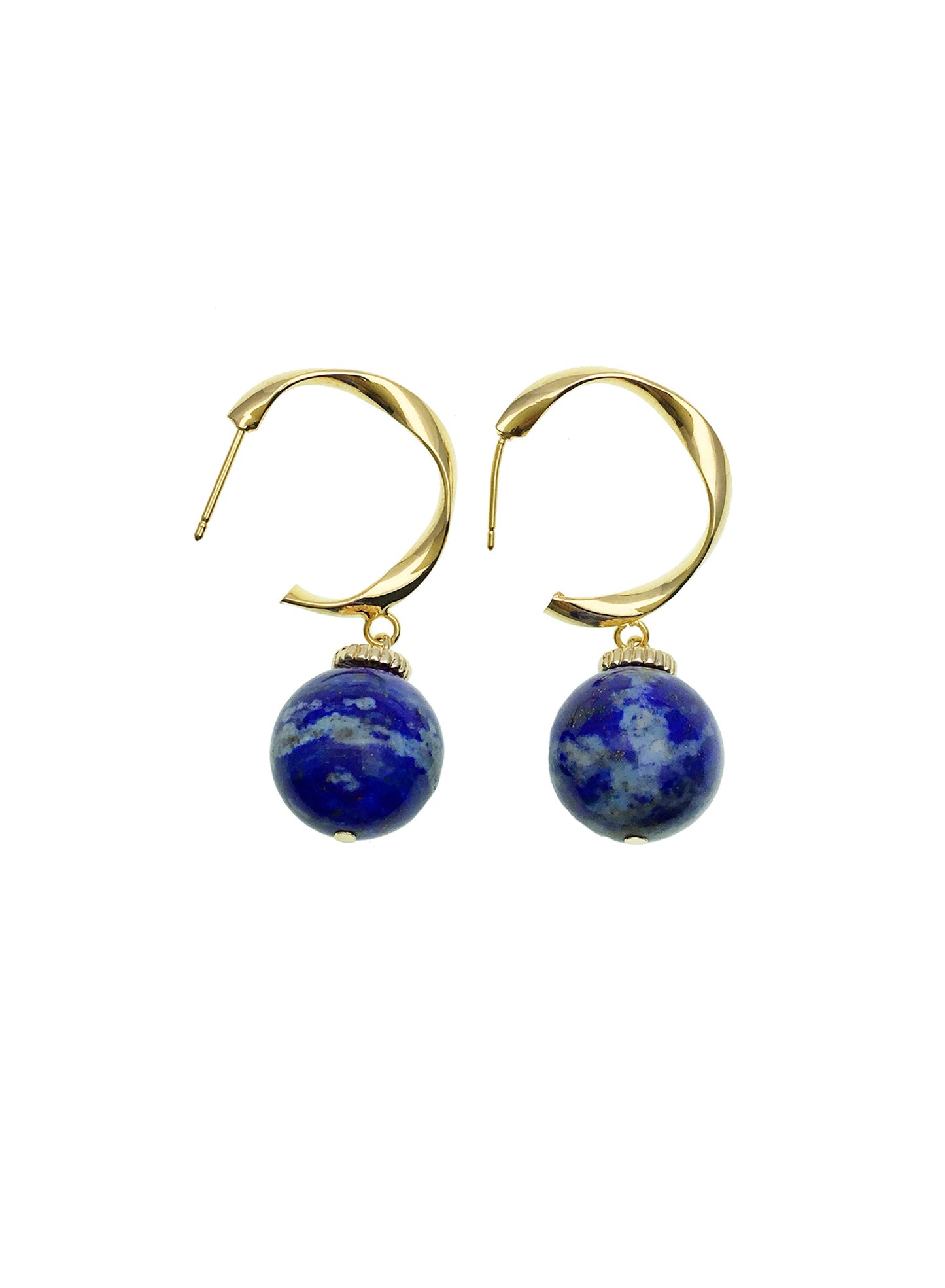 Round Lapis Hook Earrings CE002 - FARRA