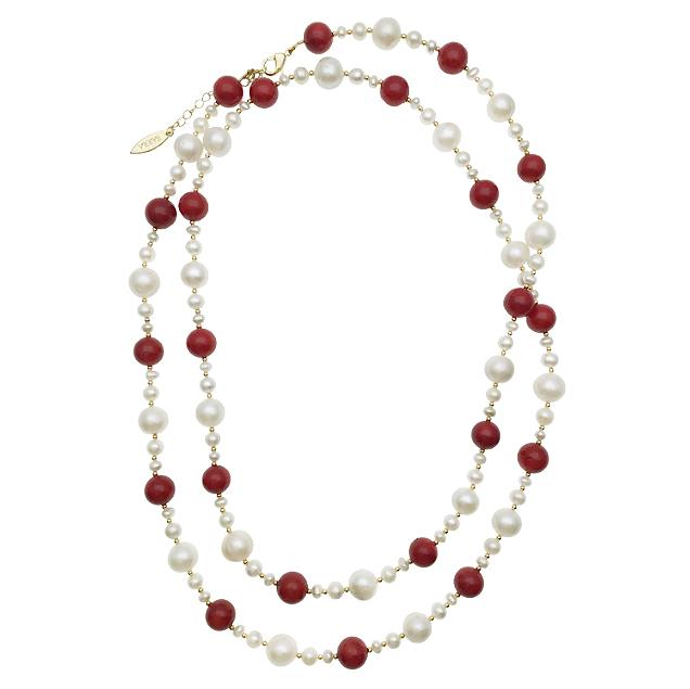Freshwater Pearls With Red Coral Multi-Way Necklace DN202 - FARRA