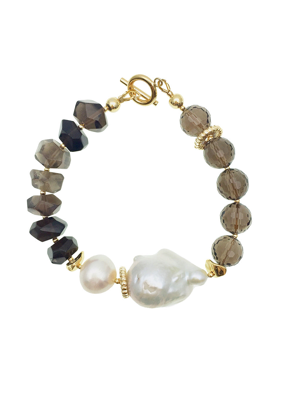Baroque Pearl With Smoky Quartz Bracelet AB006 - FARRA