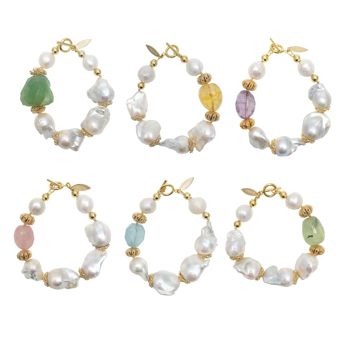 Freshwater Pearls & Aquamarine Bracelet NPB008 - FARRA