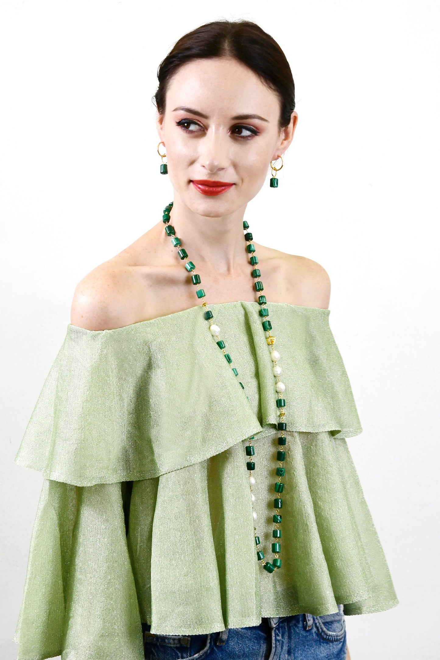 Malachite Simple Earrings AE032 - FARRA