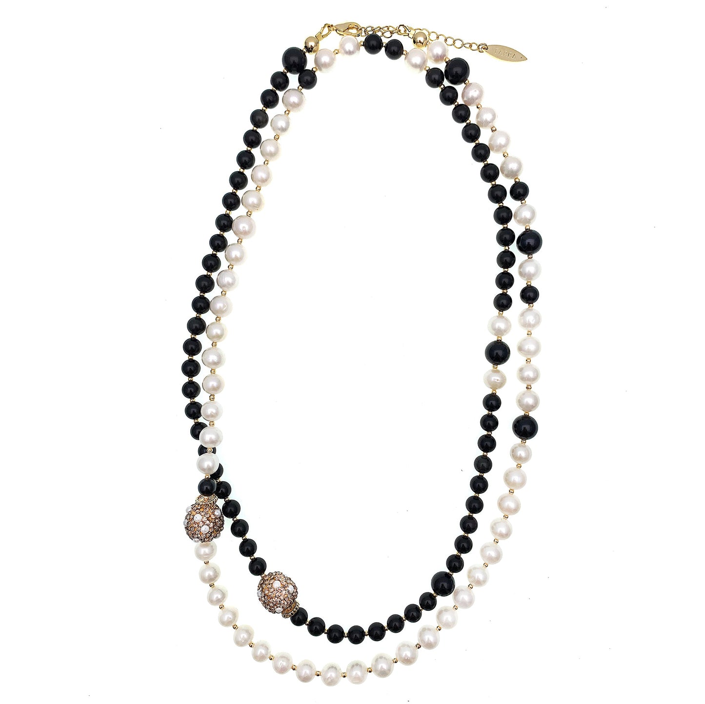 Freshwater Pearls With Black Obsidian Two Ways Necklace FN029 - FARRA