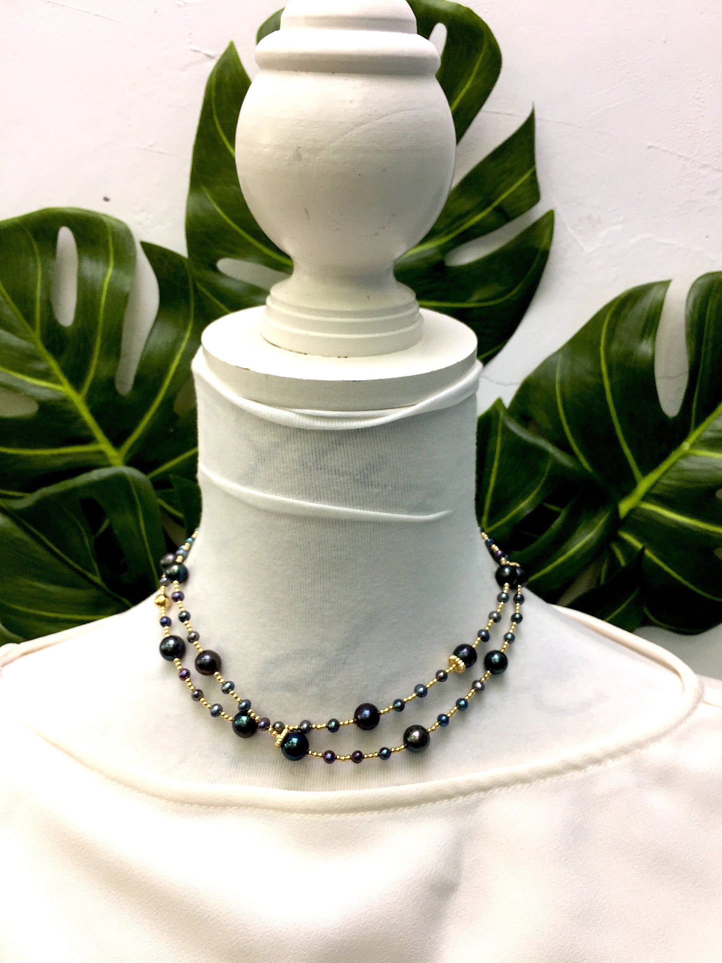 Versatile Black Freshwater Pearls Glasses Chain EC011 - FARRA