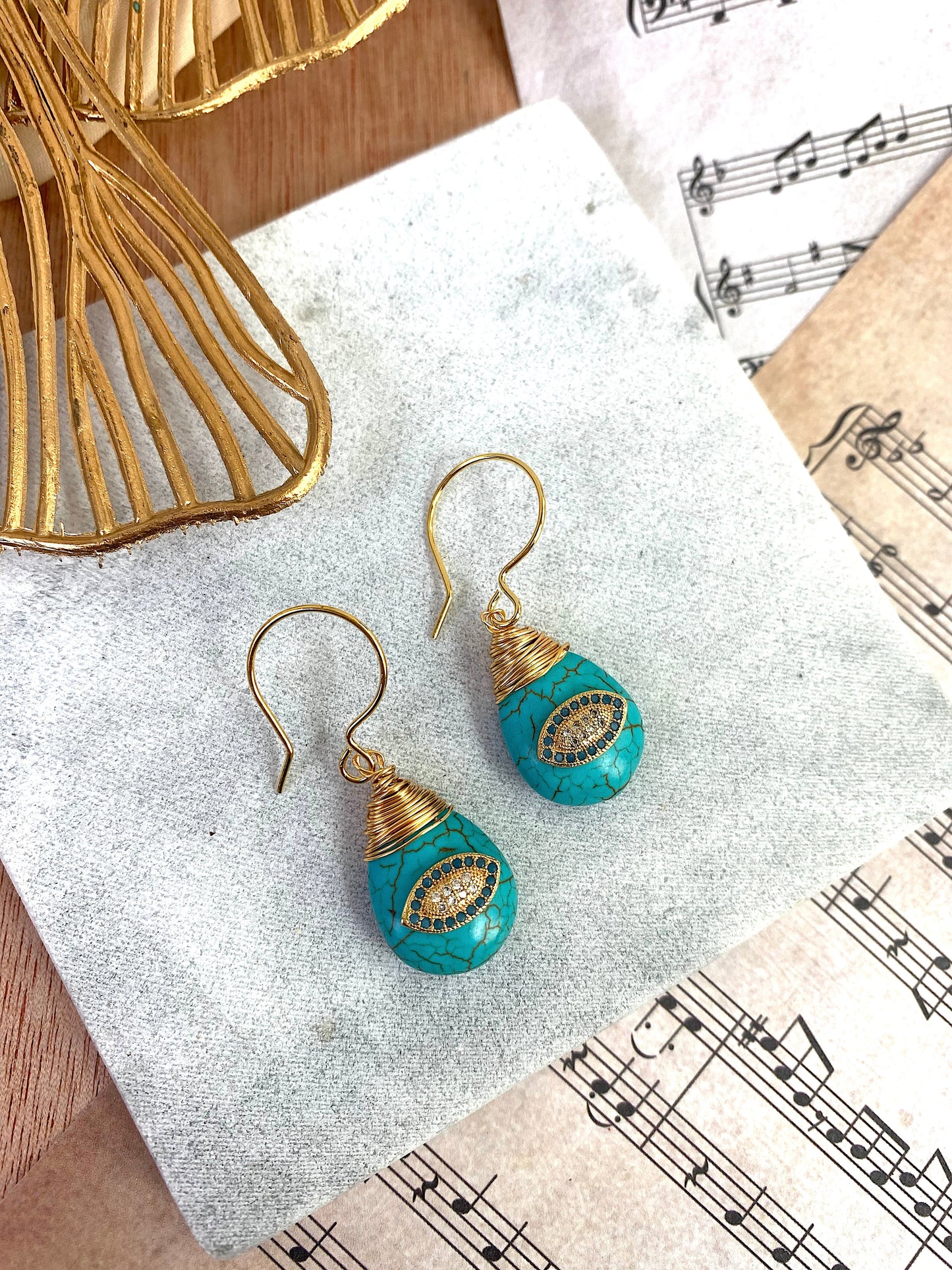 Evil Eye on Turquoise Stone Earrings EE011 - FARRA