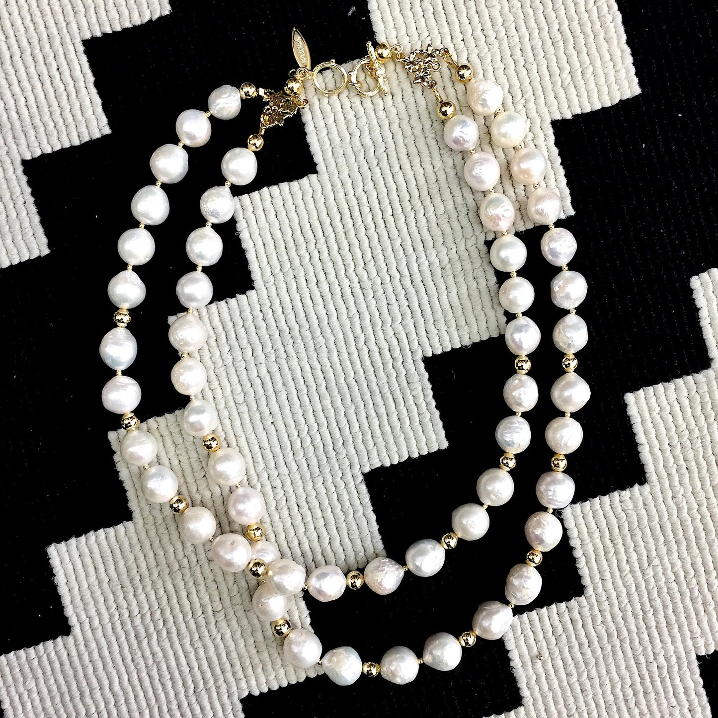 Irregular double layers white Freshwater pearls necklace IN013 - FARRA