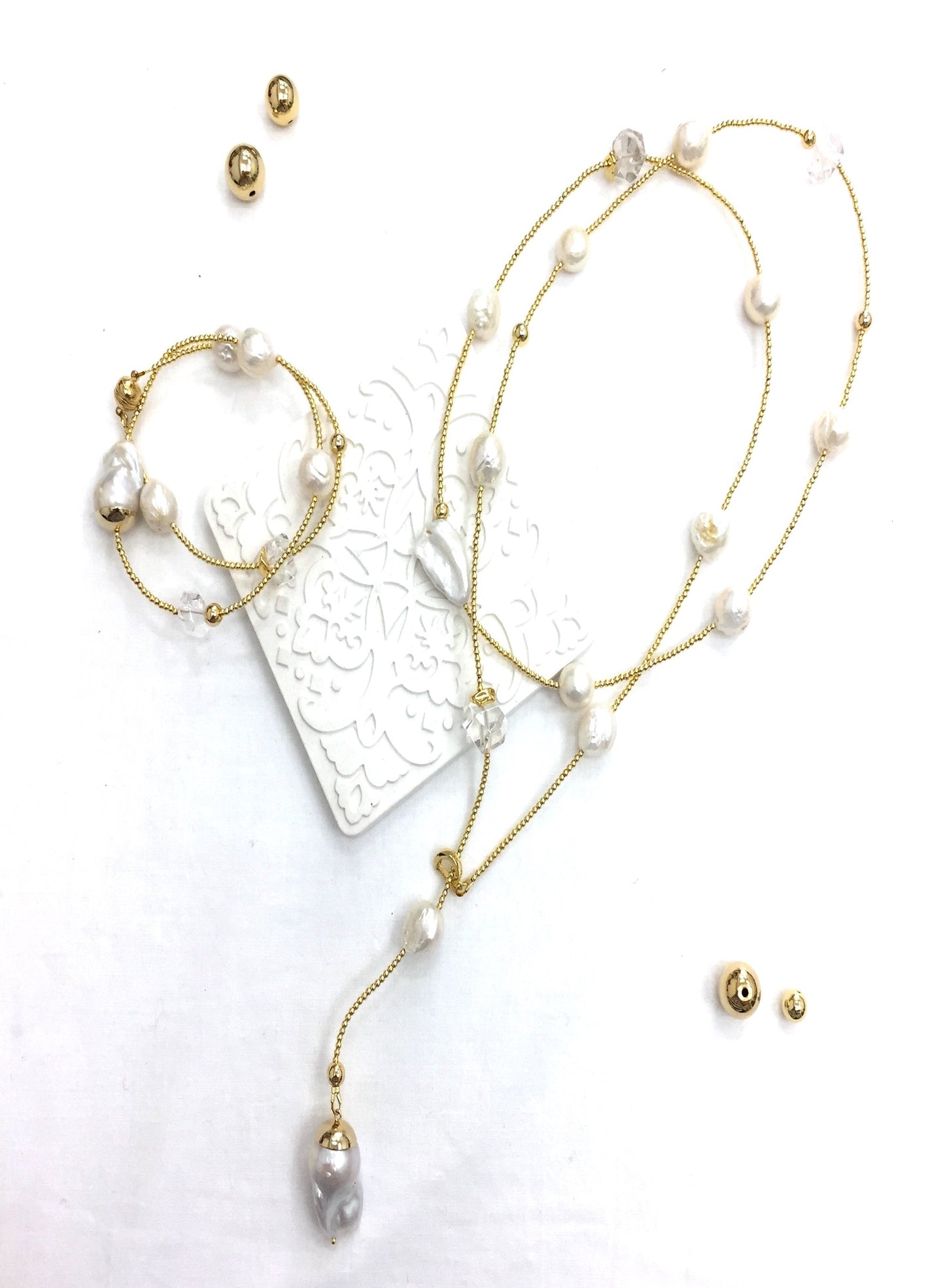 Freshwater Pearls With Baroque Pearl Pendant Y-Shaped Necklace AN061 - FARRA