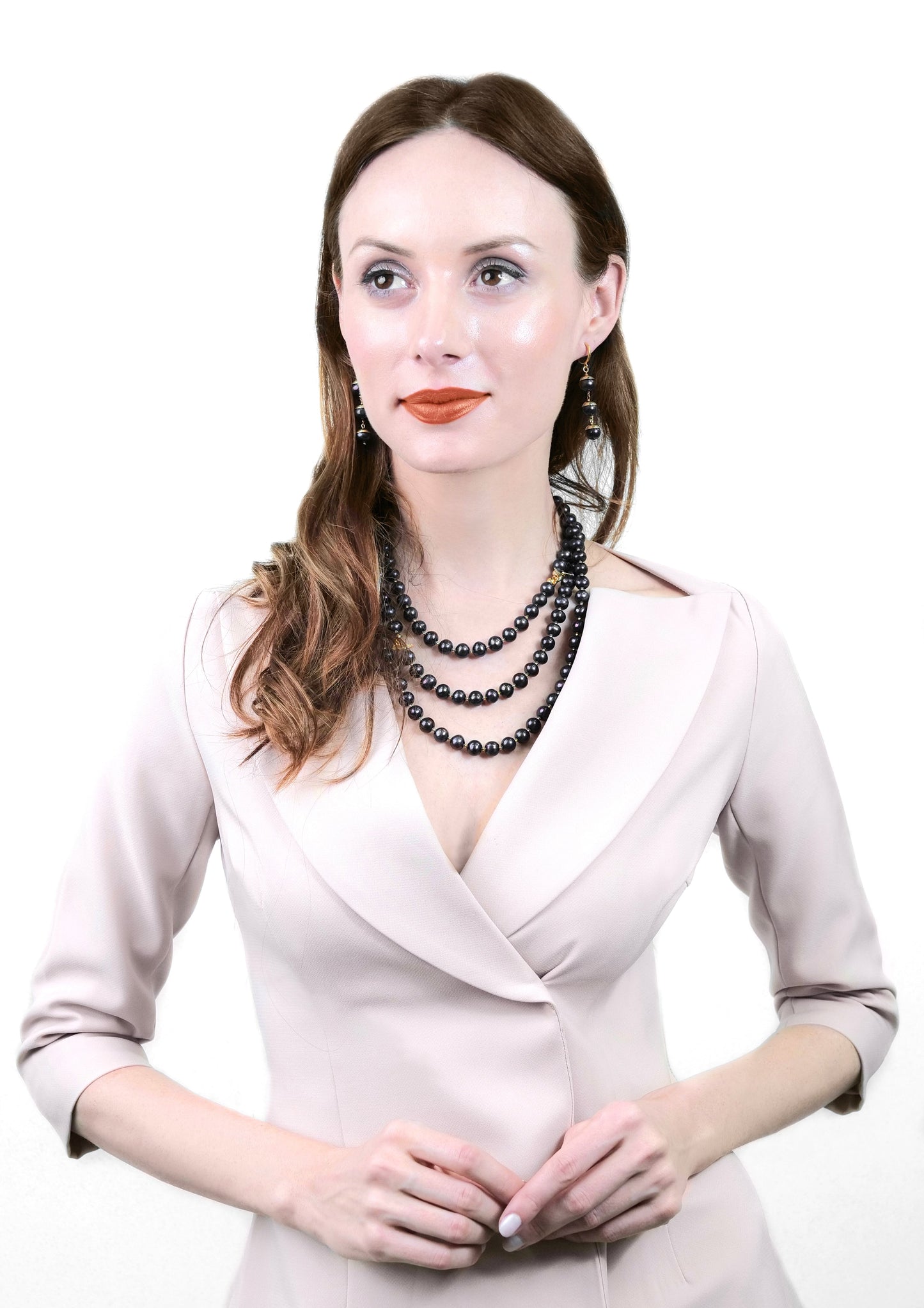 Black Freshwater Pearls Multi-layer Necklace AN054 - FARRA