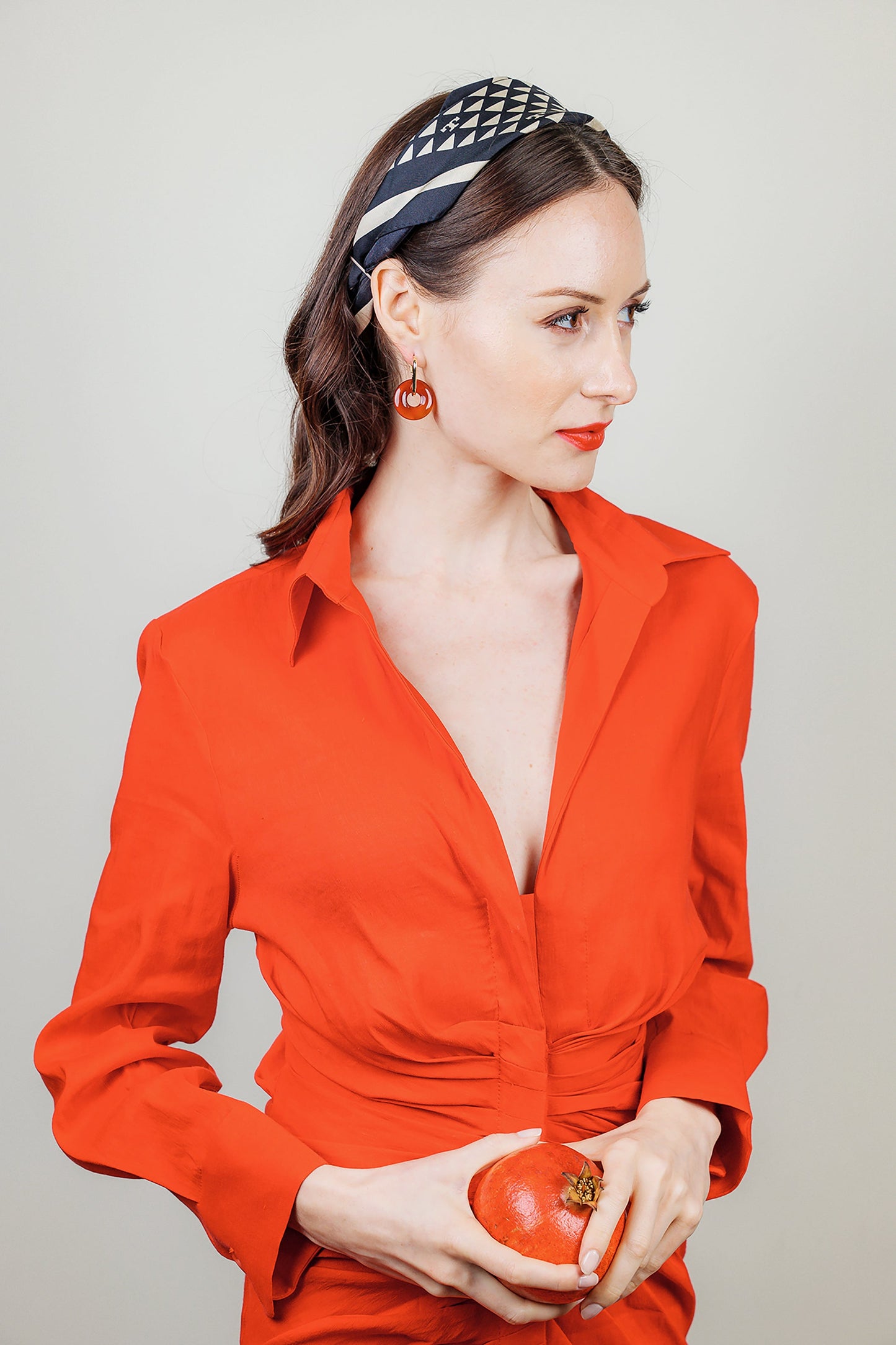 Donut Shaped Red Agate Minimalist Earrings EE036 - FARRA