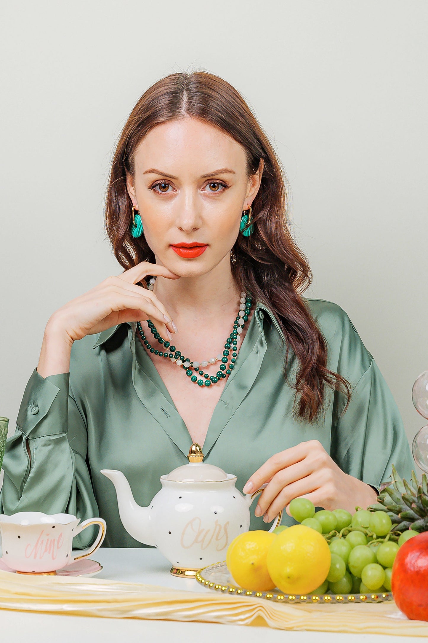 Donut Shaped Malachite Modern Earrings EE001 - FARRA