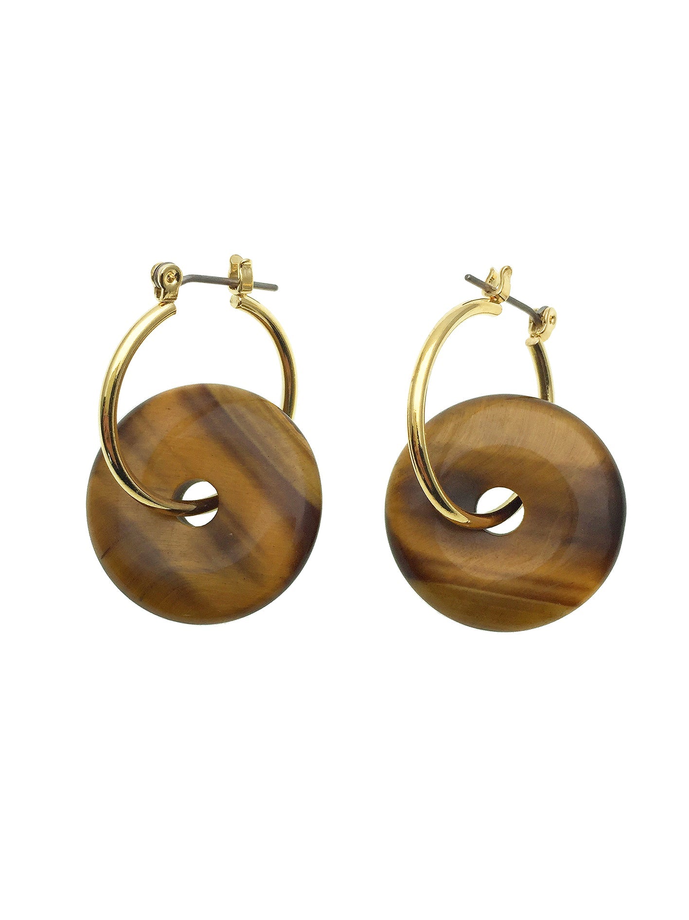 Round Tiger Eye Donut Earrings - FARRA