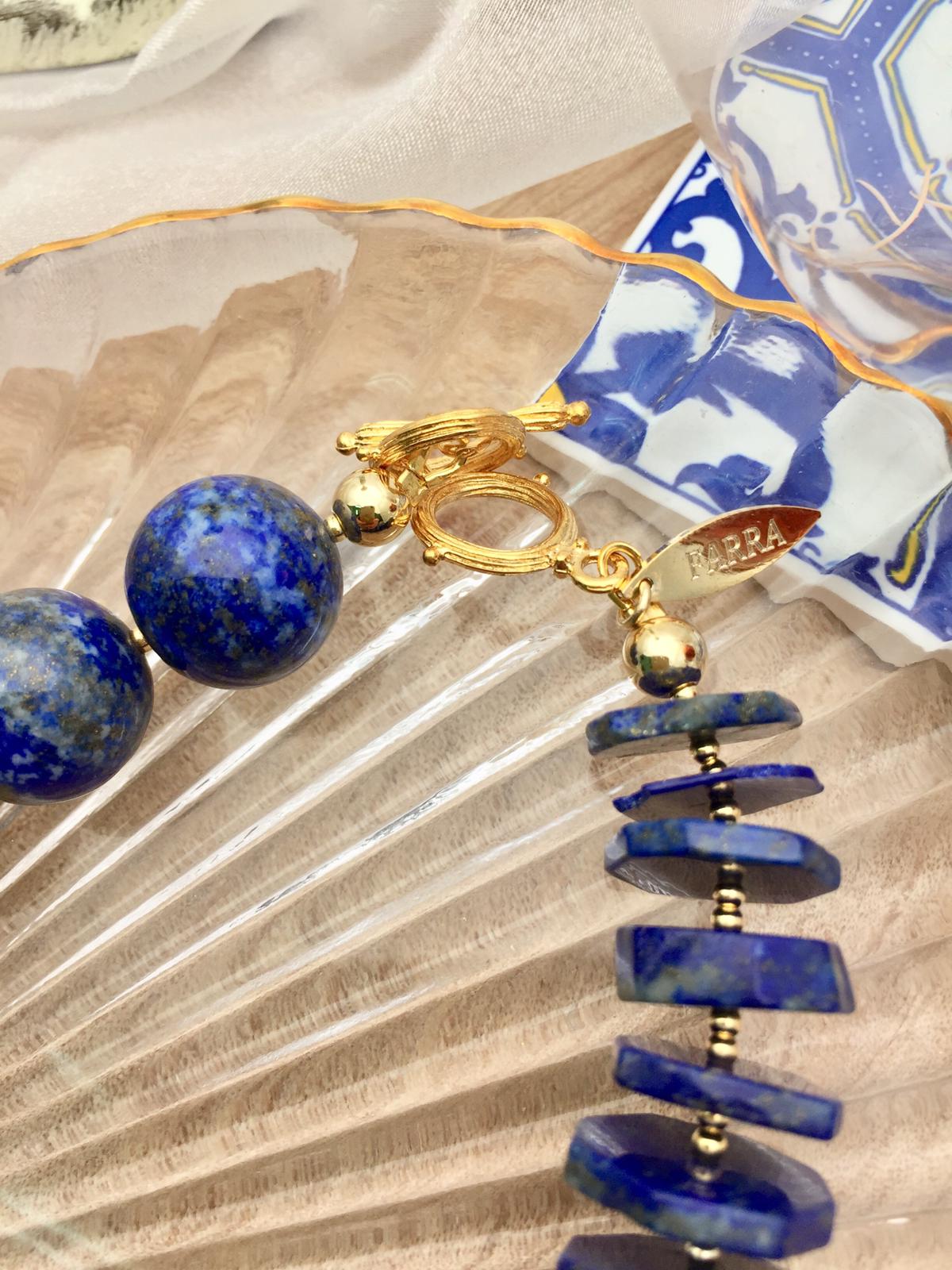 Lapis Lazuli with Baroque Freshwater Pearls Stylish Necklace AN013 - FARRA