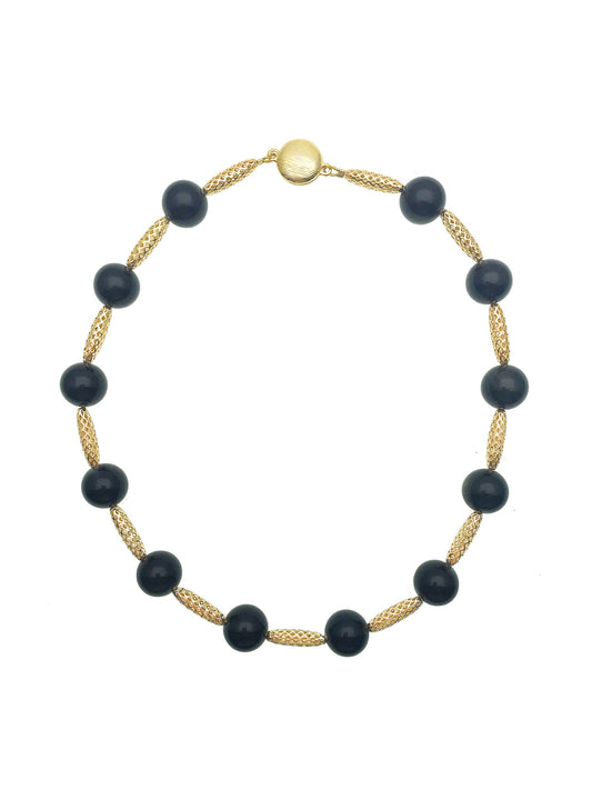 Round Black Obsidian Choker Necklace CN049 - FARRA