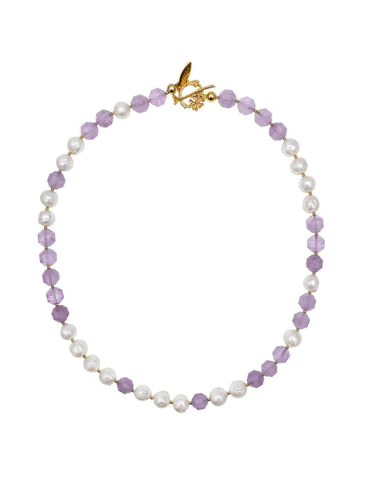 Amethyst with Freshwater Pearls Necklace EN032 - FARRA