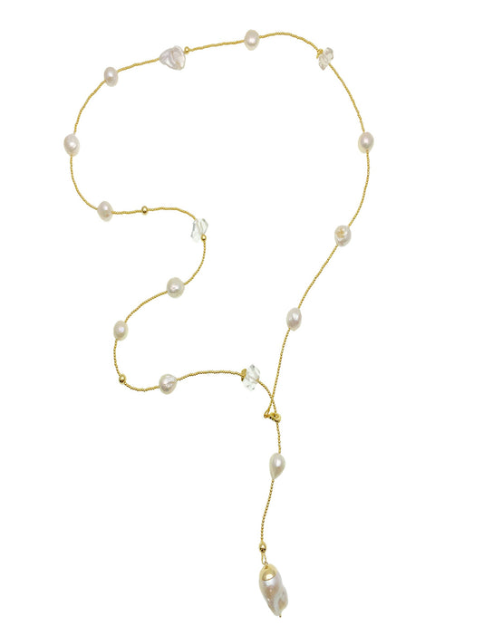 Freshwater Pearls With Baroque Pearl Pendant Y-Shaped Necklace AN061 - FARRA
