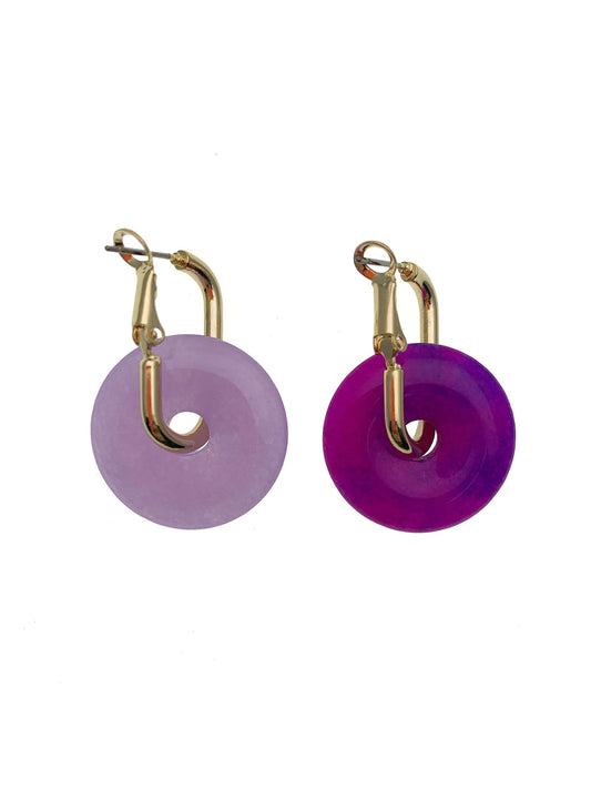 Magenta Jade & Amethyst Donut Earrings EE033 - FARRA