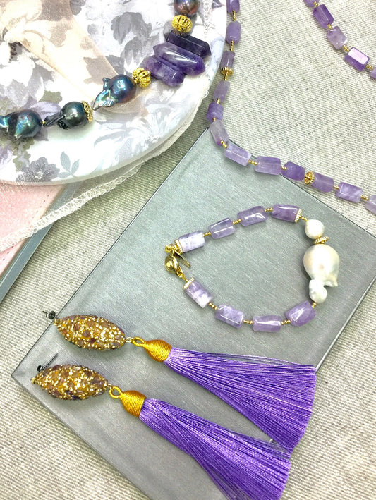 Amethyst bracelet, amethyst pendant, amethest rings