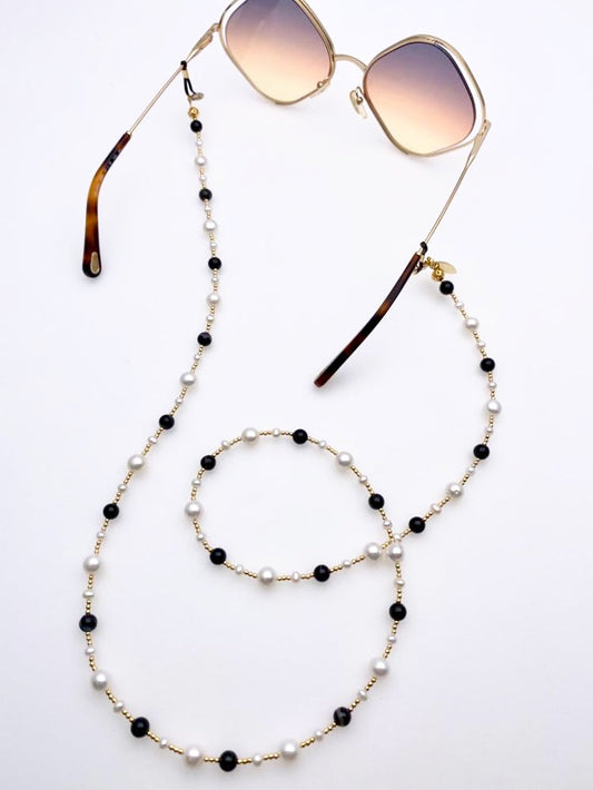 Removable Black &White Freshwater Pearls Glasses Chain Jewelry Accessories EC003 - FARRA