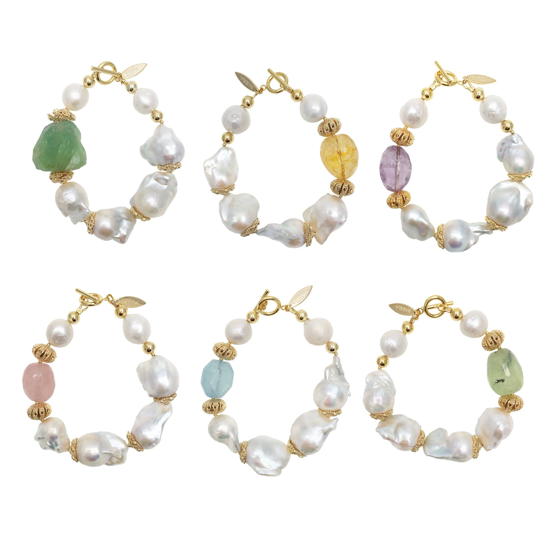 Freshwater Pearls & Rose Quartz Bracelet NPB006 - FARRA