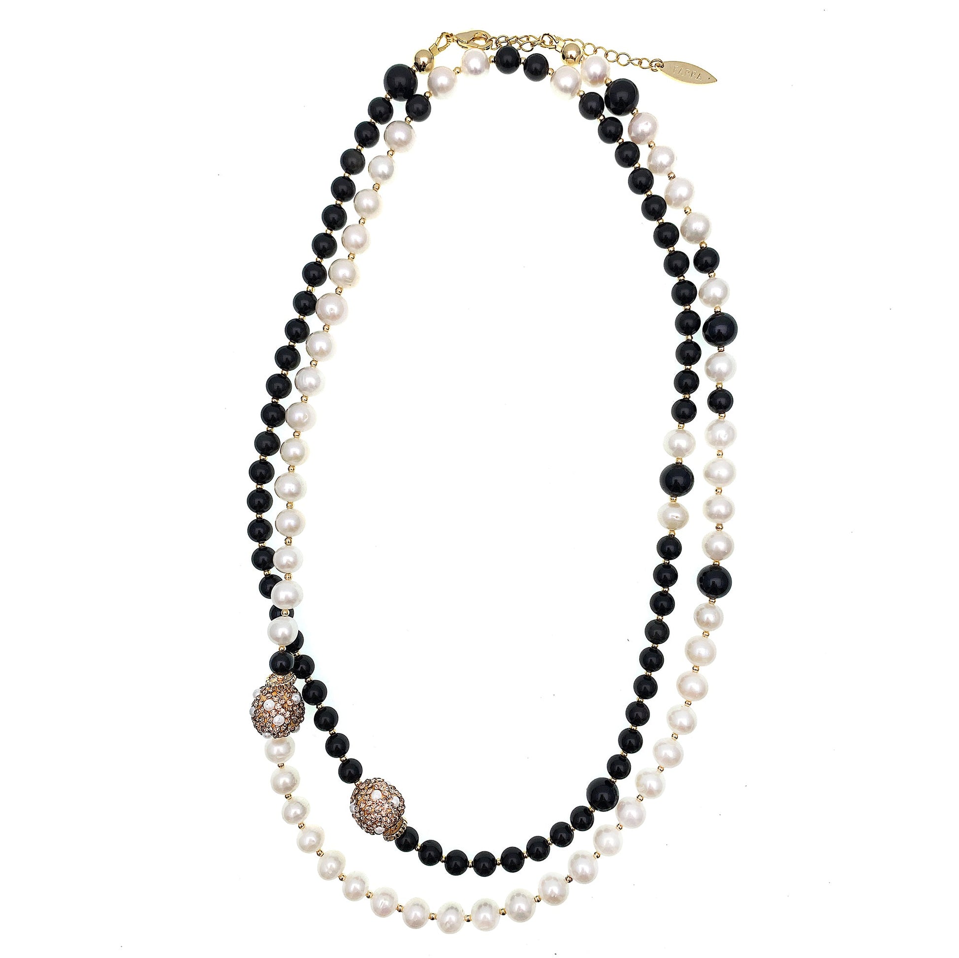 Freshwater Pearls With Black Obsidian Two Ways Necklace FN029 - FARRA
