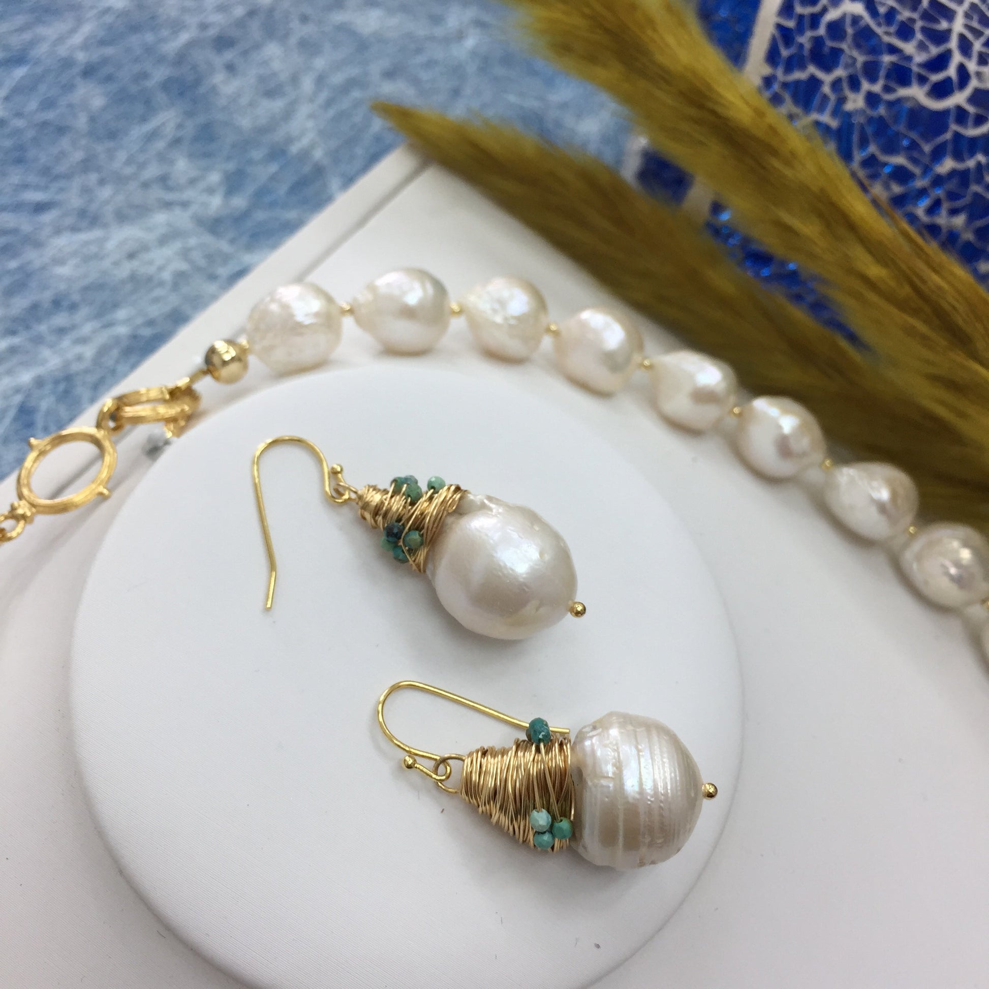 Freshwater Pearls Handcrafted Drop Earrings AE022 - FARRA