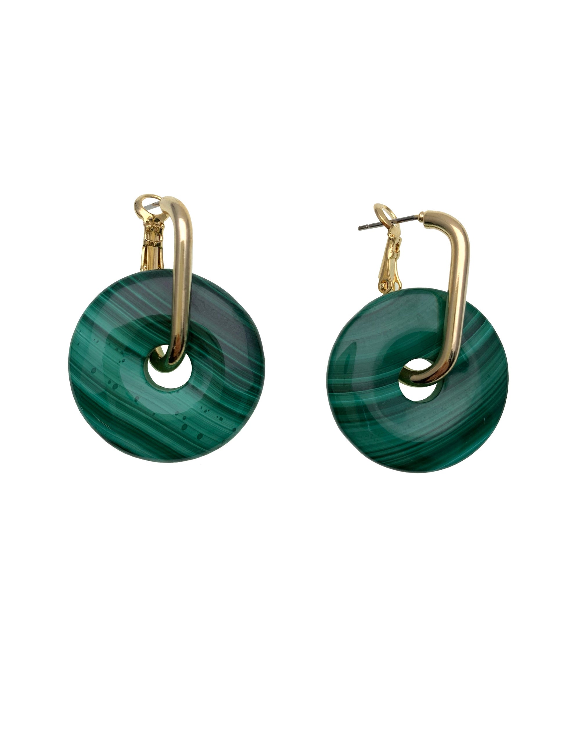 Donut Shaped Malachite Modern Earrings EE001 - FARRA