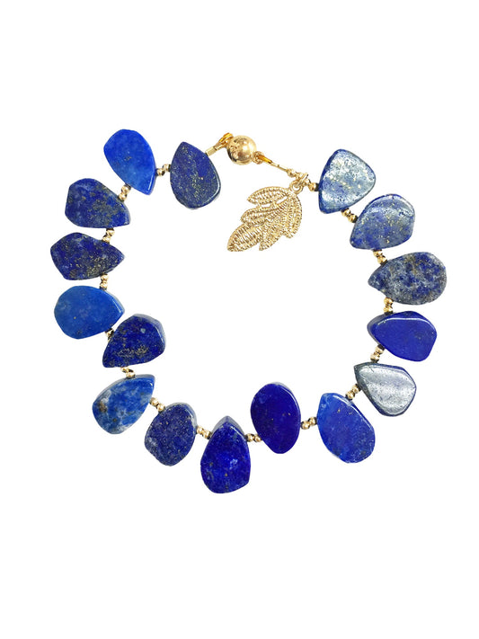 Teardrop Lapis Lazuli With Leaf Bracelet MB038