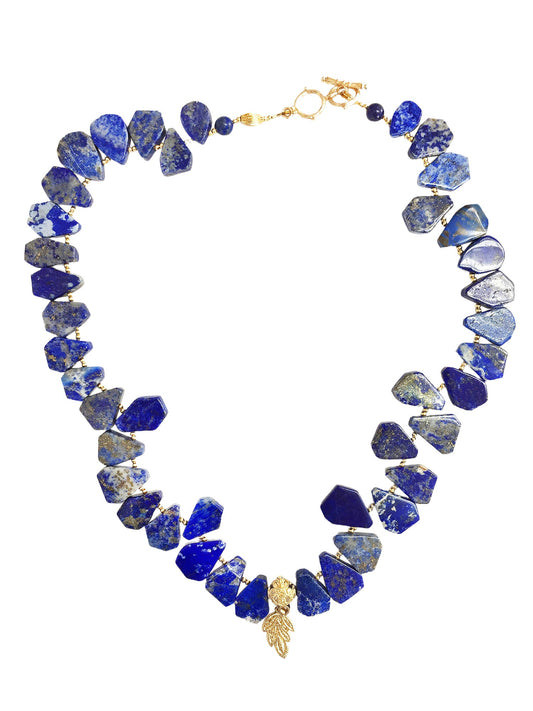 Teardrop With Leaf Pendant Lapis Lazuli Necklace MN038