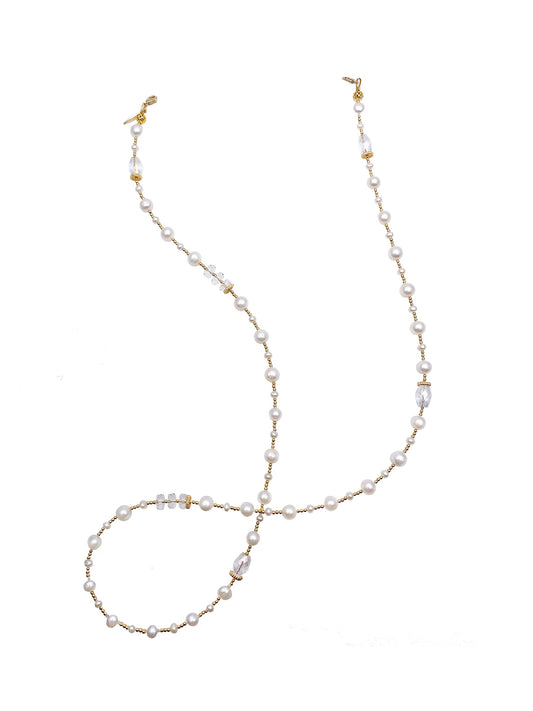 Removable Freshwater Pearls & Crystals Glasses Chain Jewelry Accessories EC007 - FARRA